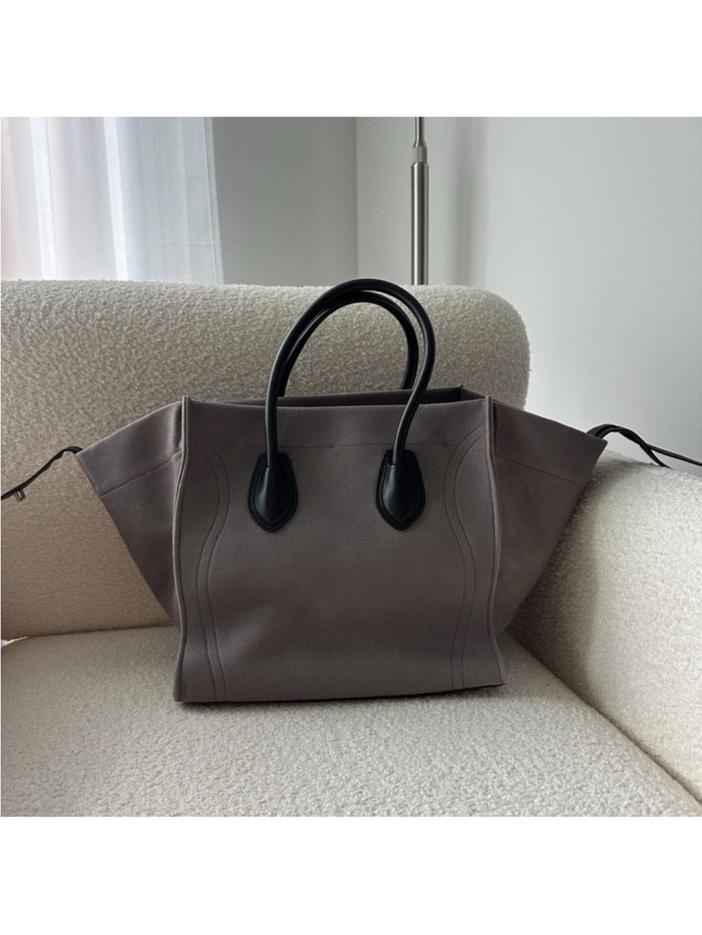 Celine Medium Phantom Tote in Taupe with Black Trim - Picture 2 of 6